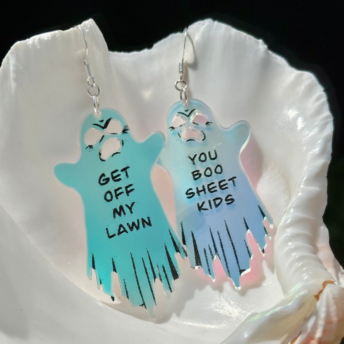 Iridescent BOOmer Ghost Earrings - Driftless Enchantments
