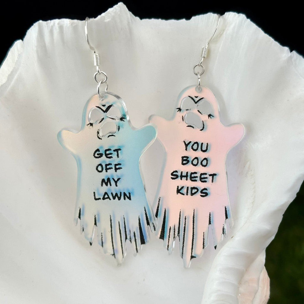 Iridescent BOOmer Ghost Earrings - Driftless Enchantments