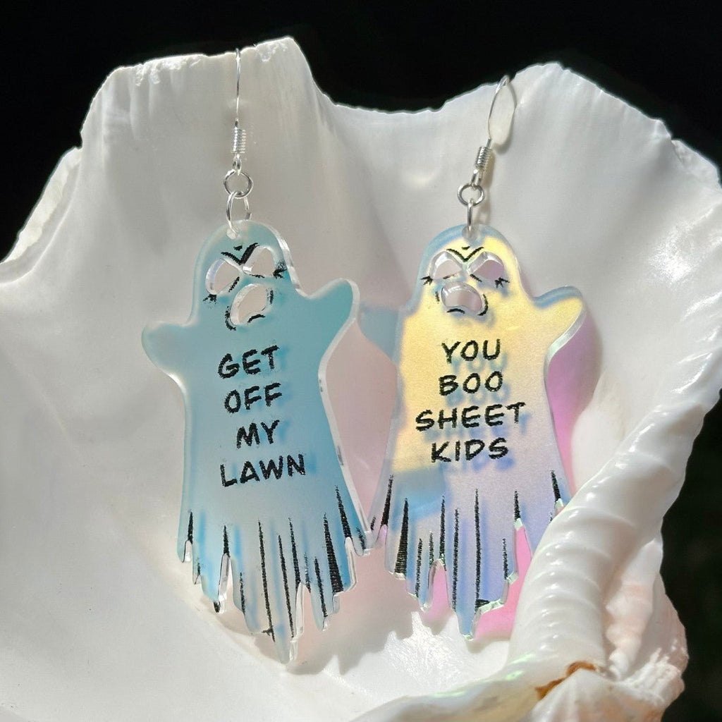 Iridescent BOOmer Ghost Earrings - Driftless Enchantments