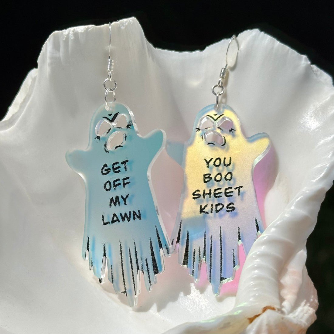 Iridescent BOOmer Ghost Earrings - Driftless Enchantments