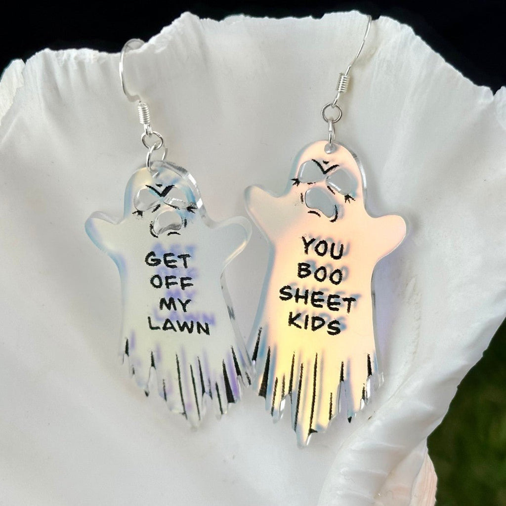 Iridescent BOOmer Ghost Earrings - Driftless Enchantments