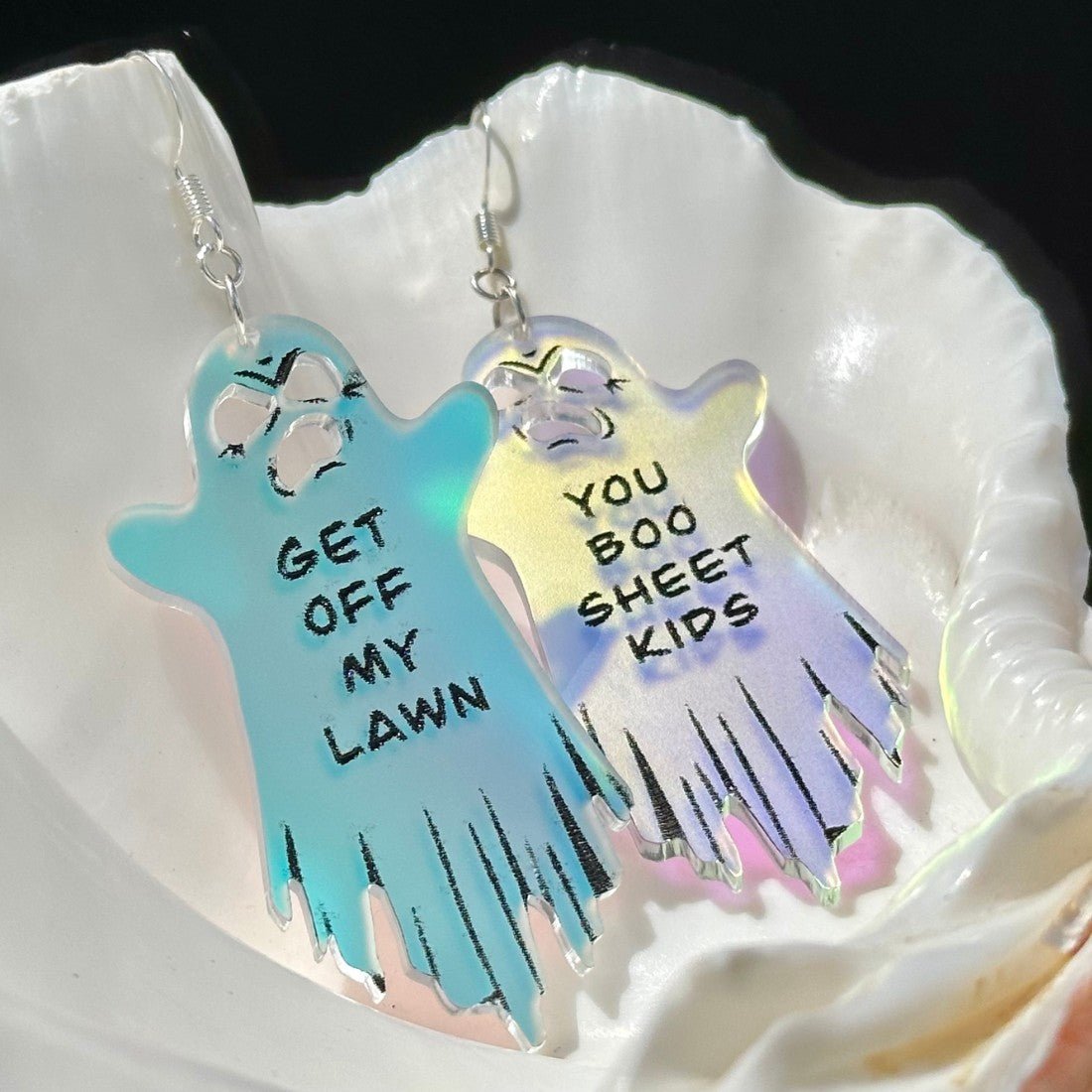 Iridescent BOOmer Ghost Earrings - Driftless Enchantments