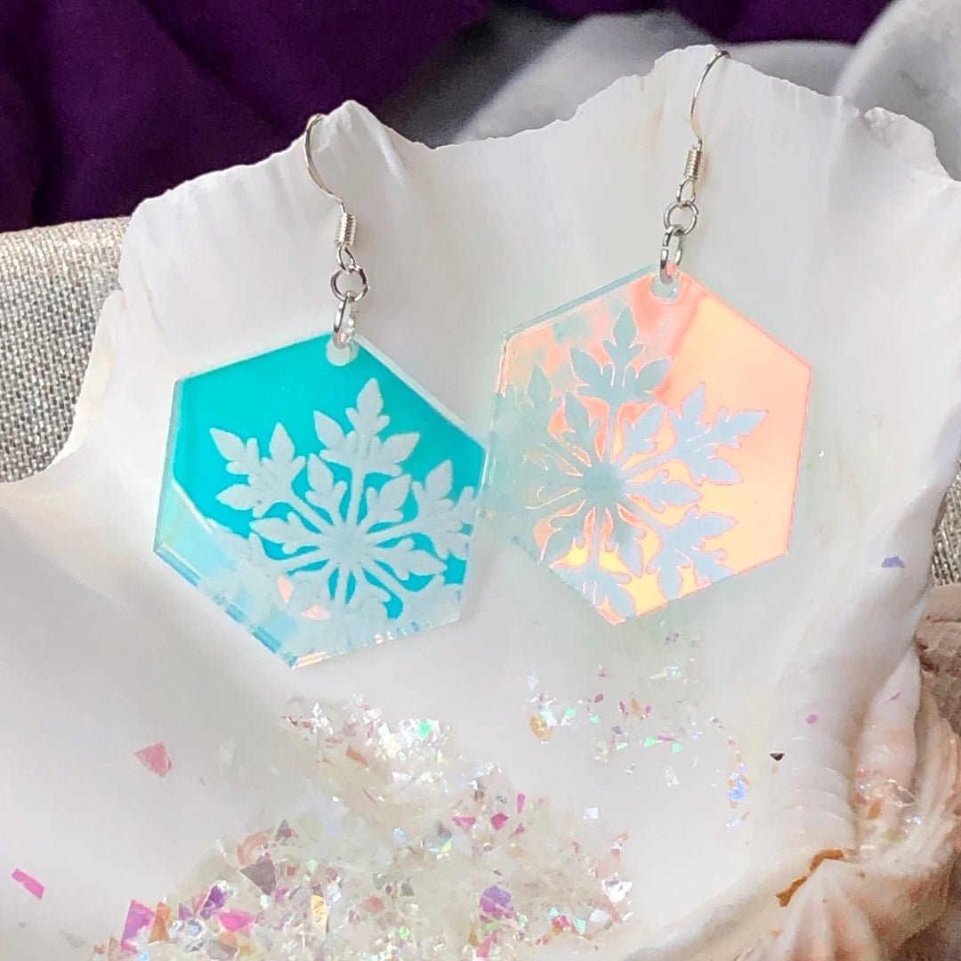 Iridescent Ice Crystal Earrings - Driftless Enchantments