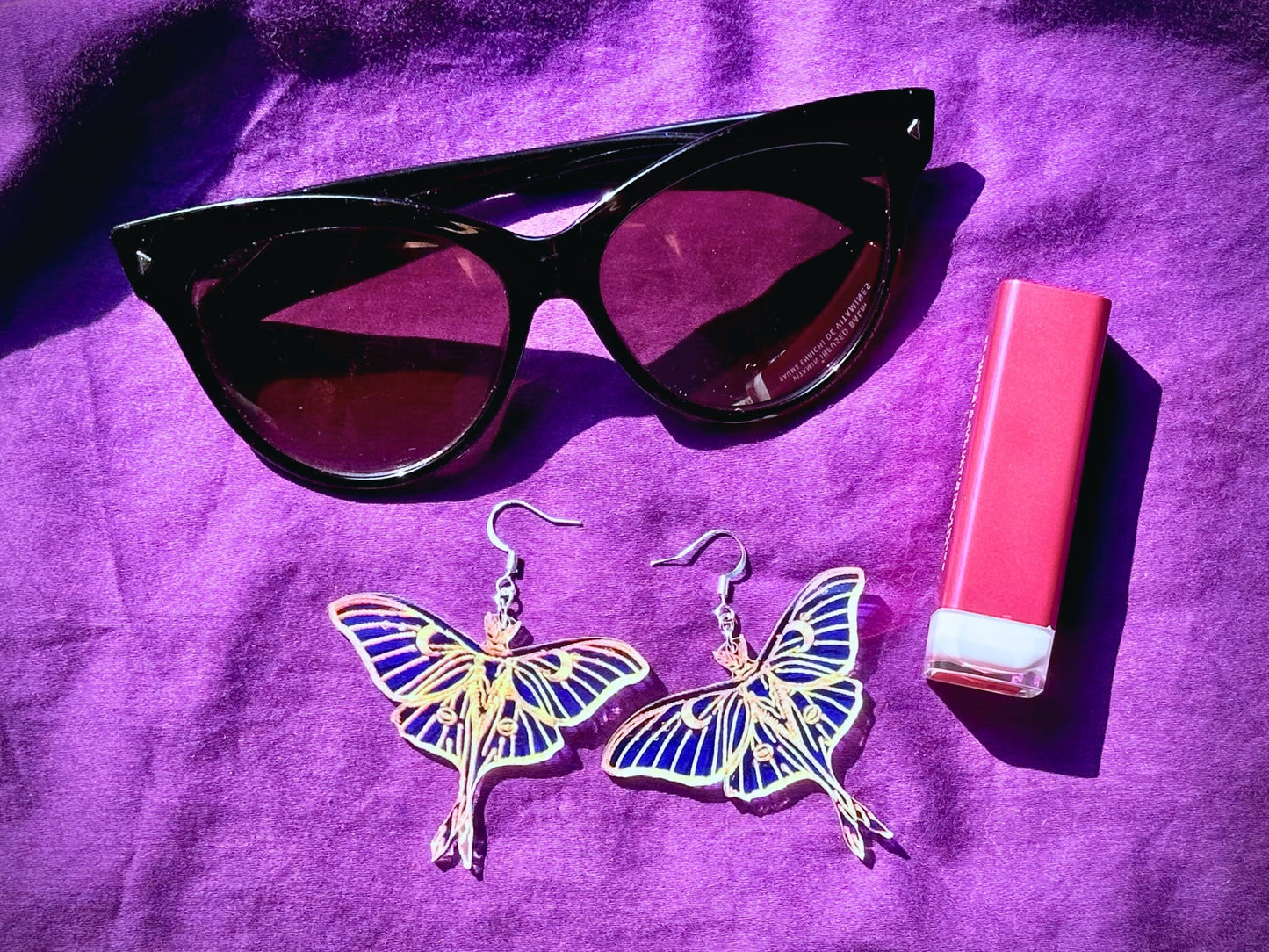 Iridescent Luna Moth Earrings - Driftless Enchantments