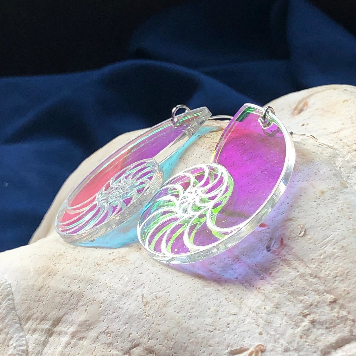 Iridescent Nautilus Earrings - Driftless Enchantments