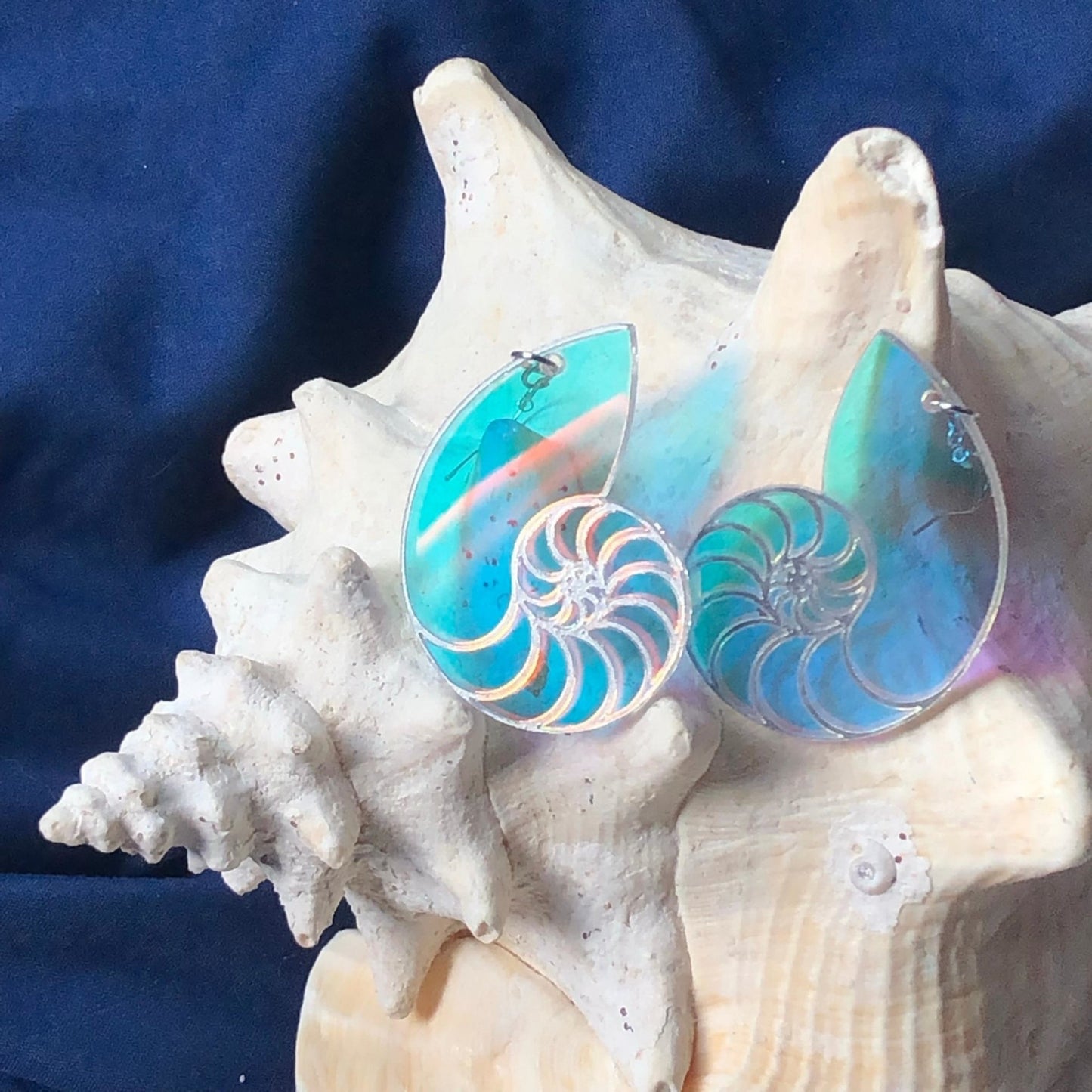 Iridescent Nautilus Earrings - Driftless Enchantments