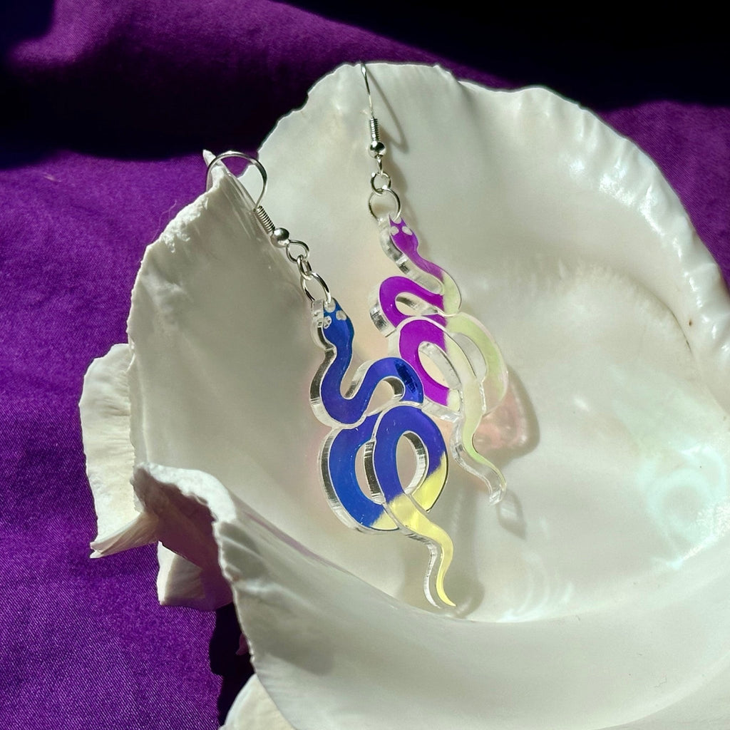 Iridescent Snake Earrings - Driftless Enchantments