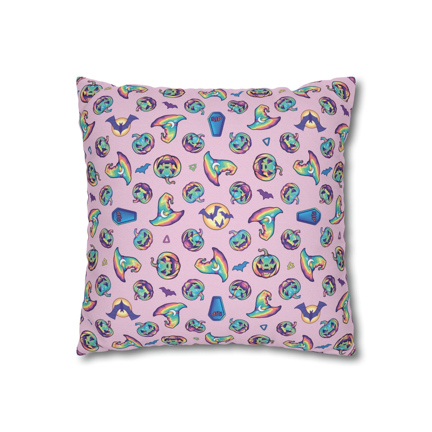 Jag-o’-Lantern Reversible Square Pillow Case - Pink - Driftless Enchantments