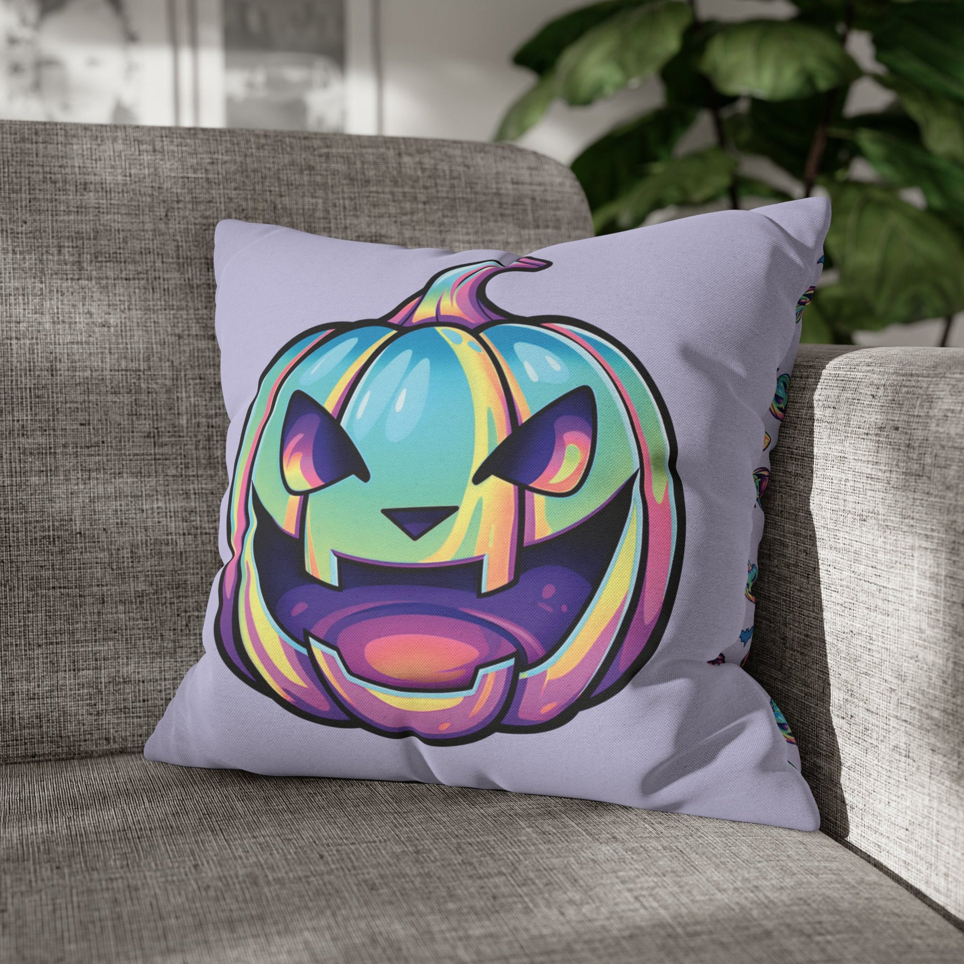 Jag-o’-Lantern Reversible Square Pillow Case - Violet - Driftless Enchantments