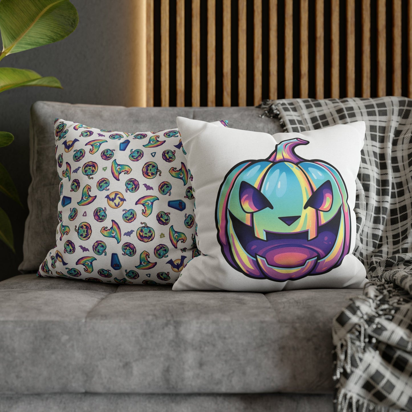 Jag-o’-Lantern Reversible Square Pillow Case - White - Driftless Enchantments