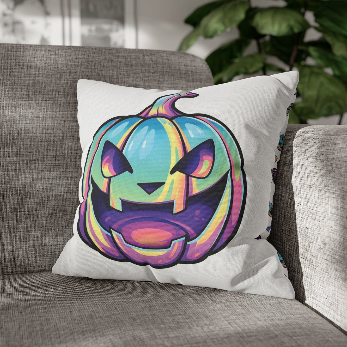 Jag-o’-Lantern Reversible Square Pillow Case - White - Driftless Enchantments