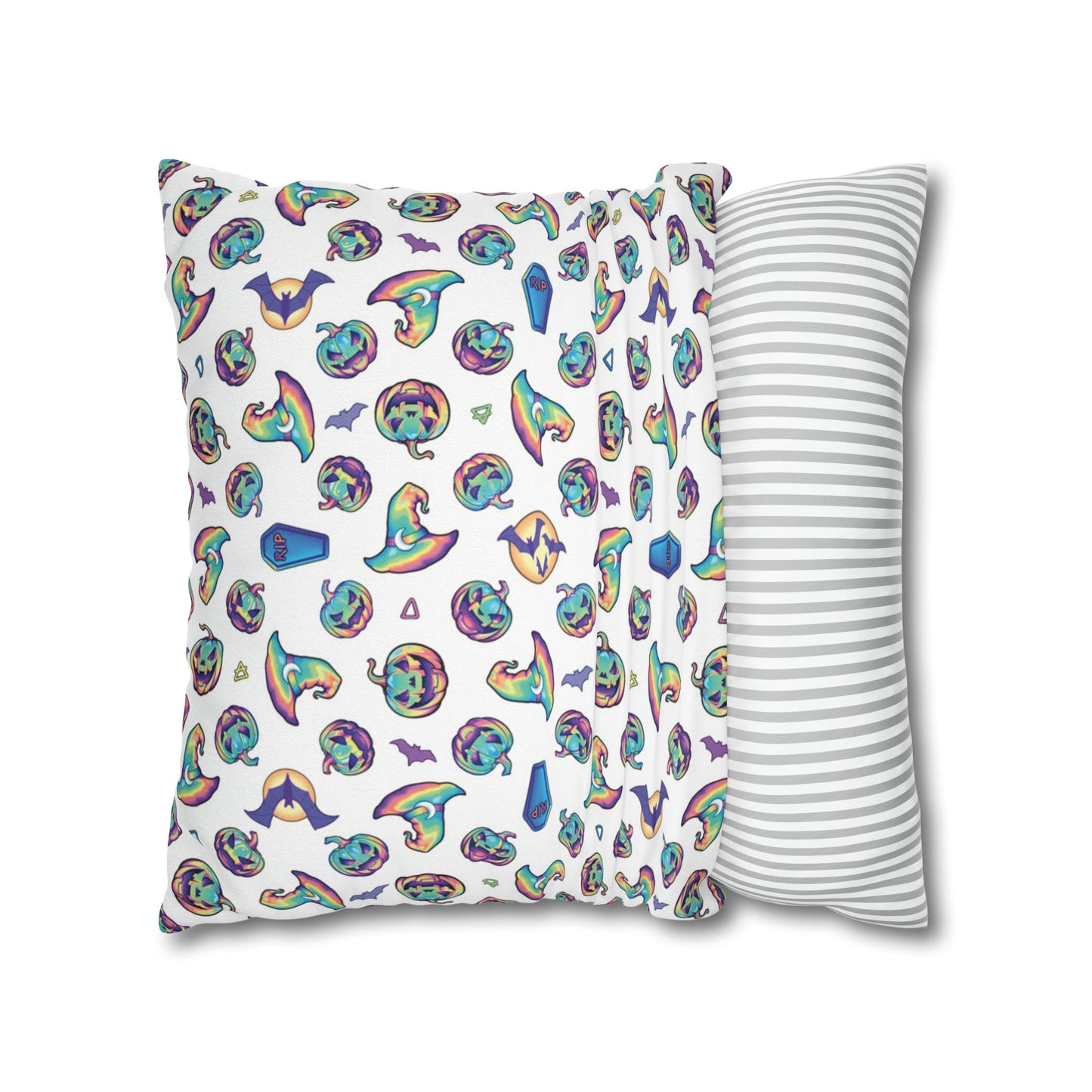 Jag-o’-Lantern Reversible Square Pillow Case - White - Driftless Enchantments