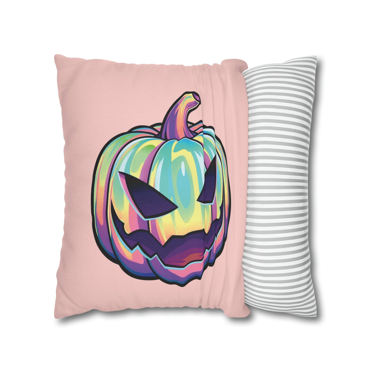Joke-o’-Lantern Reversible Square Pillow Case - Coral - Driftless Enchantments