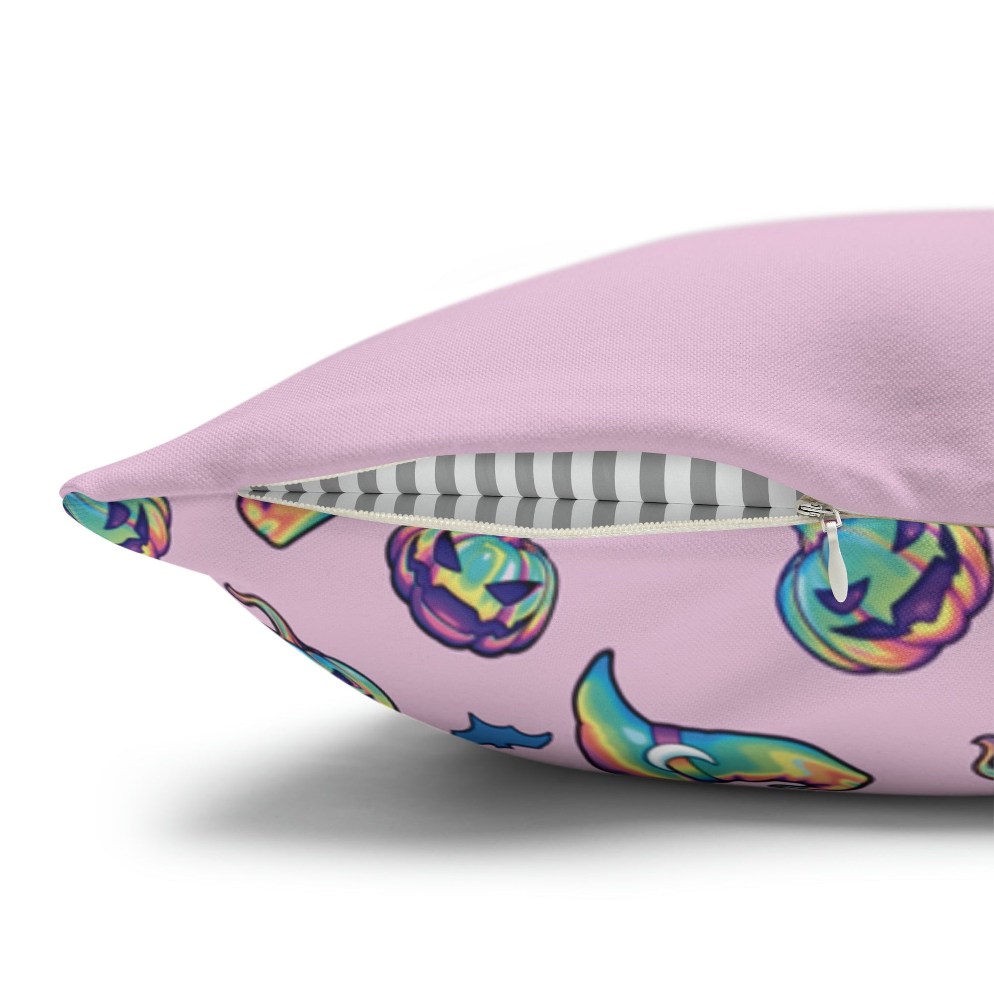 Joke-o’-Lantern Reversible Square Pillow Case - Pink - Driftless Enchantments