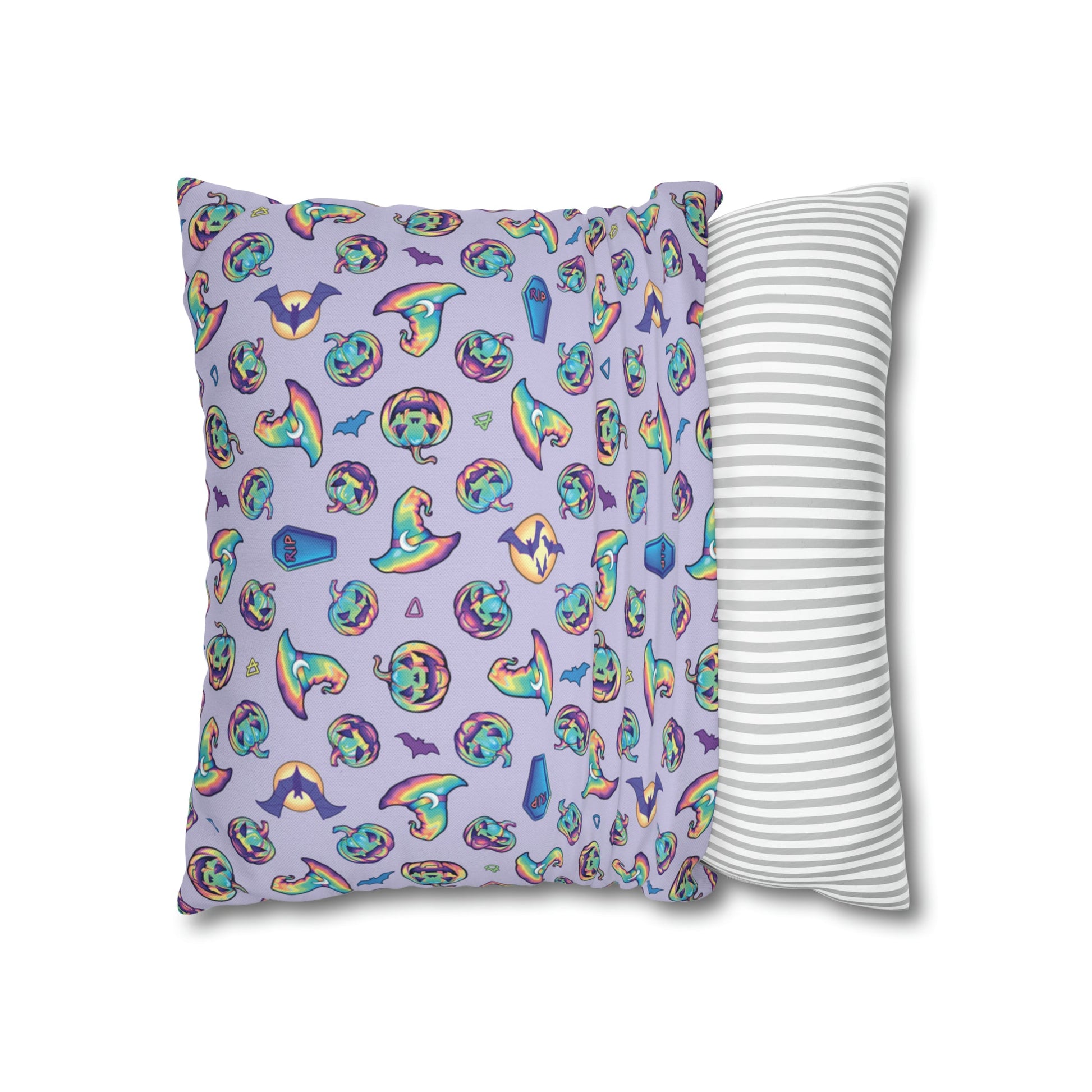 Joke-o’-Lantern Reversible Square Pillow Case - Violet - Driftless Enchantments
