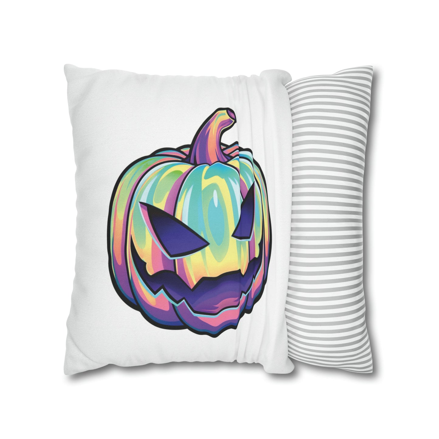 Joke-o’-Lantern Reversible Square Pillow Case - White - Driftless Enchantments