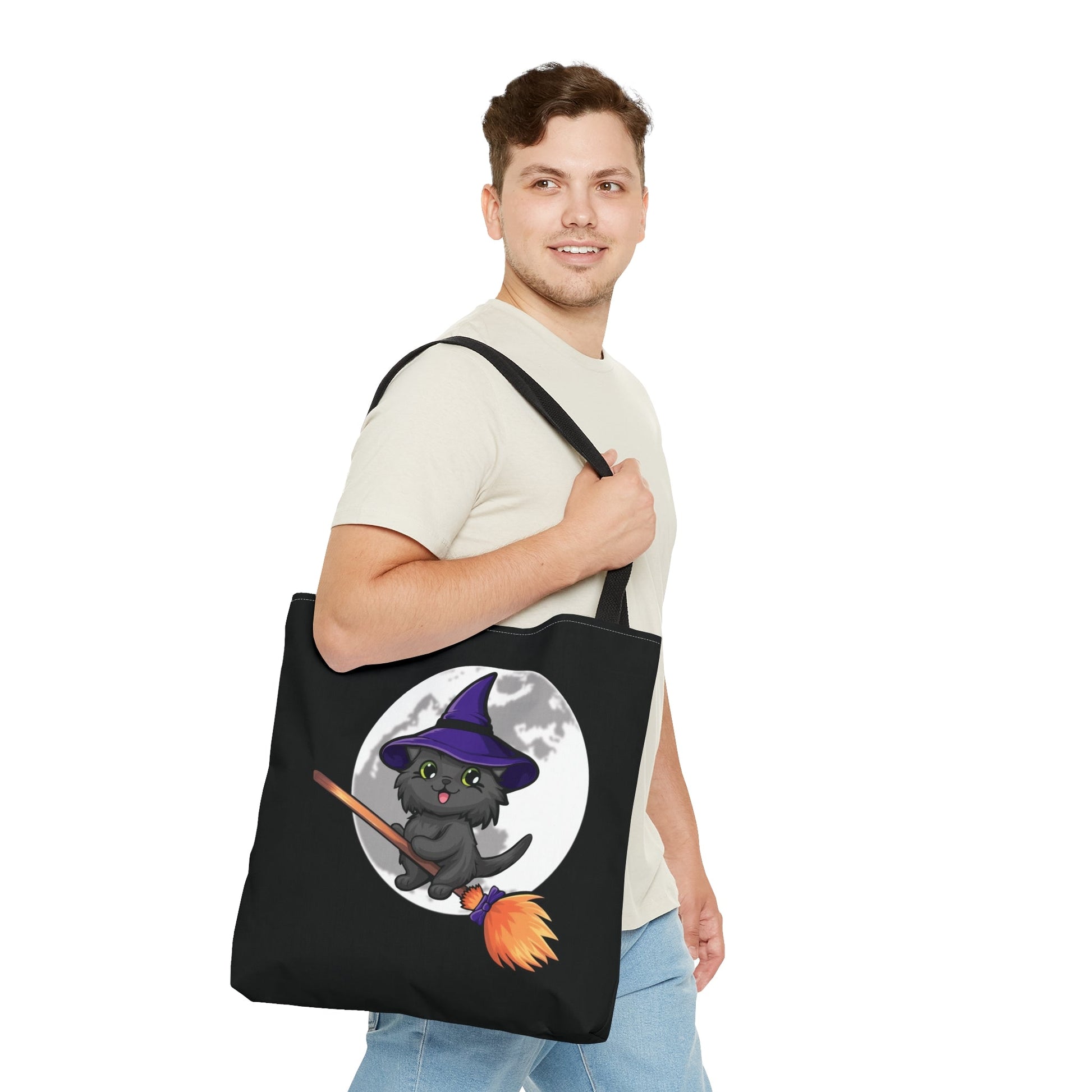 Kitty Flew Over the Moon Tote Bag - Driftless Enchantments