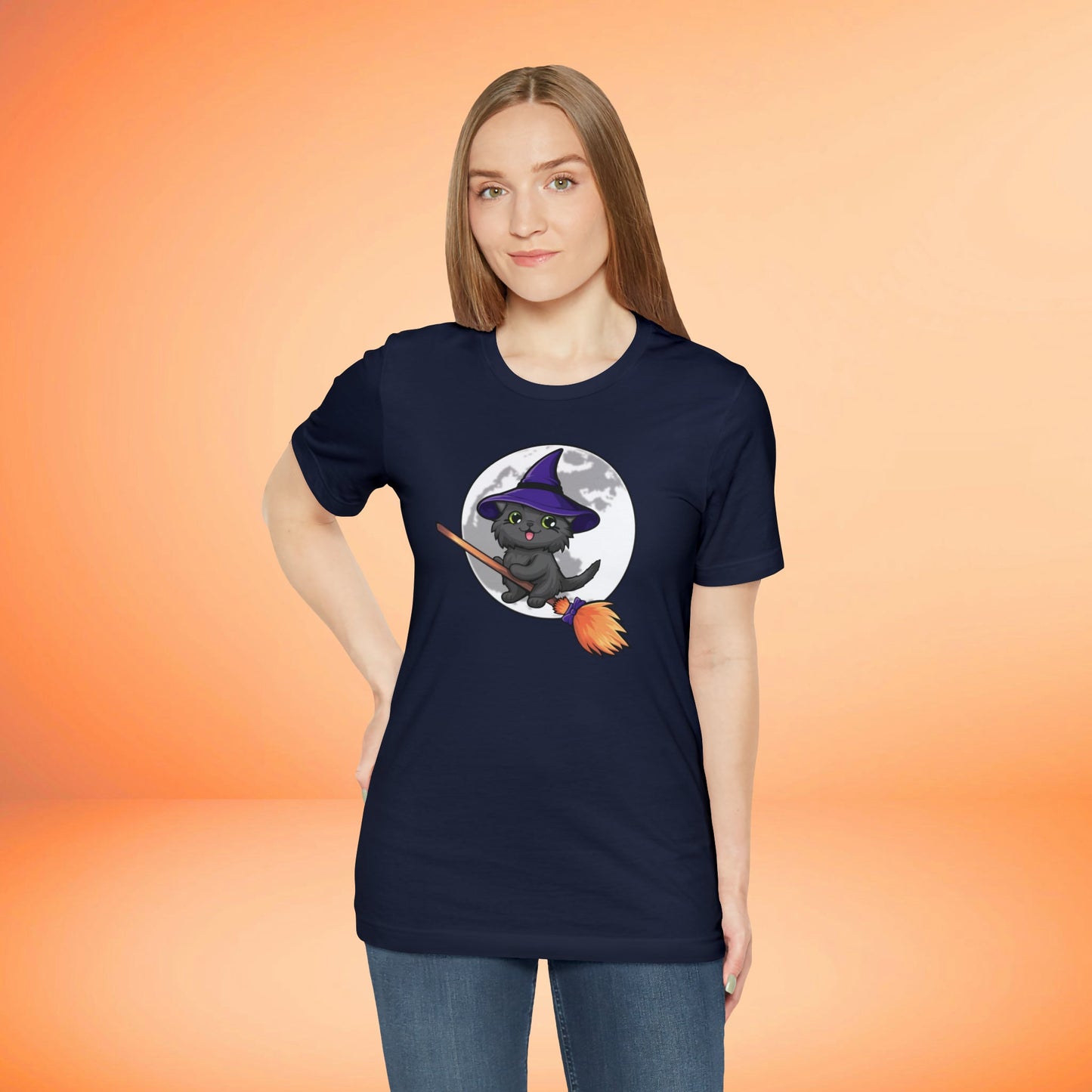 Kitty Flew Over the Moon Unisex Jersey Short Sleeve Tee - Driftless Enchantments