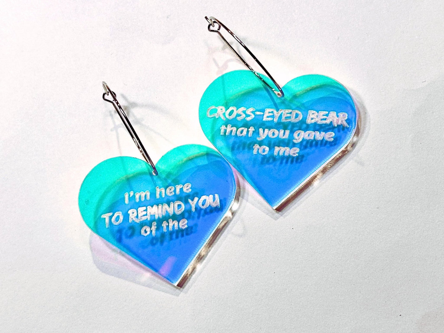 Misheard Lyrics Earrings | Cross-Eyed Bear - Painted Raina