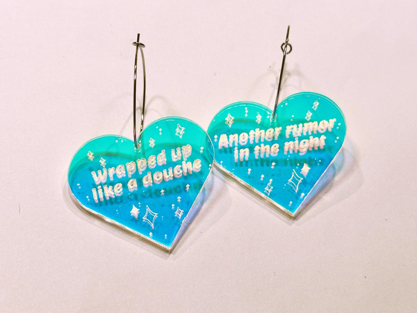 Misheard Lyrics Earrings | Wrapped Up Like A Douche, Another Rumor in the Night - Painted Raina