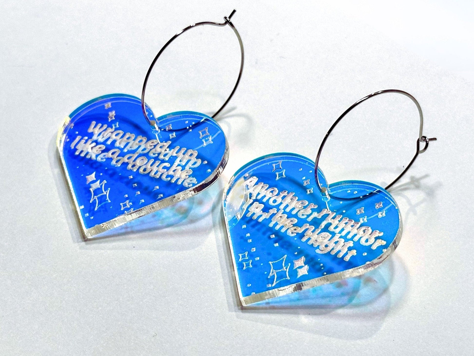 Misheard Lyrics Earrings | Wrapped Up Like A Douche, Another Rumor in the Night - Painted Raina
