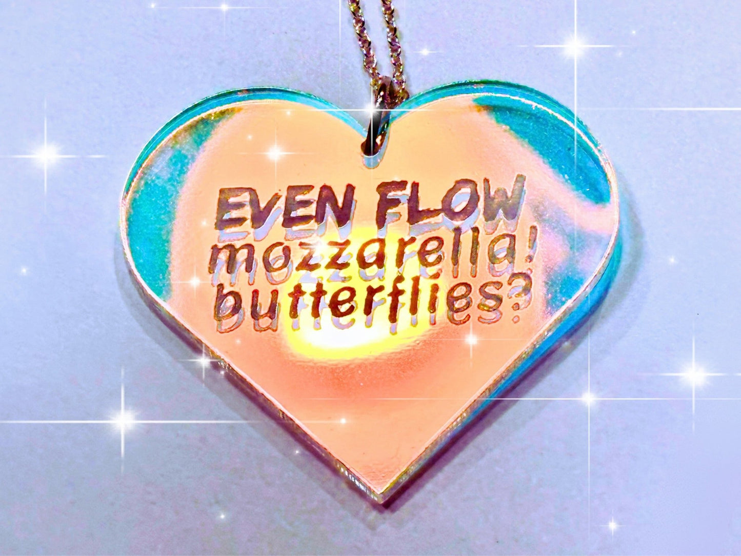 Misheard Lyrics Pendant | Even Flow Mozzarella Butterflies - Painted Raina