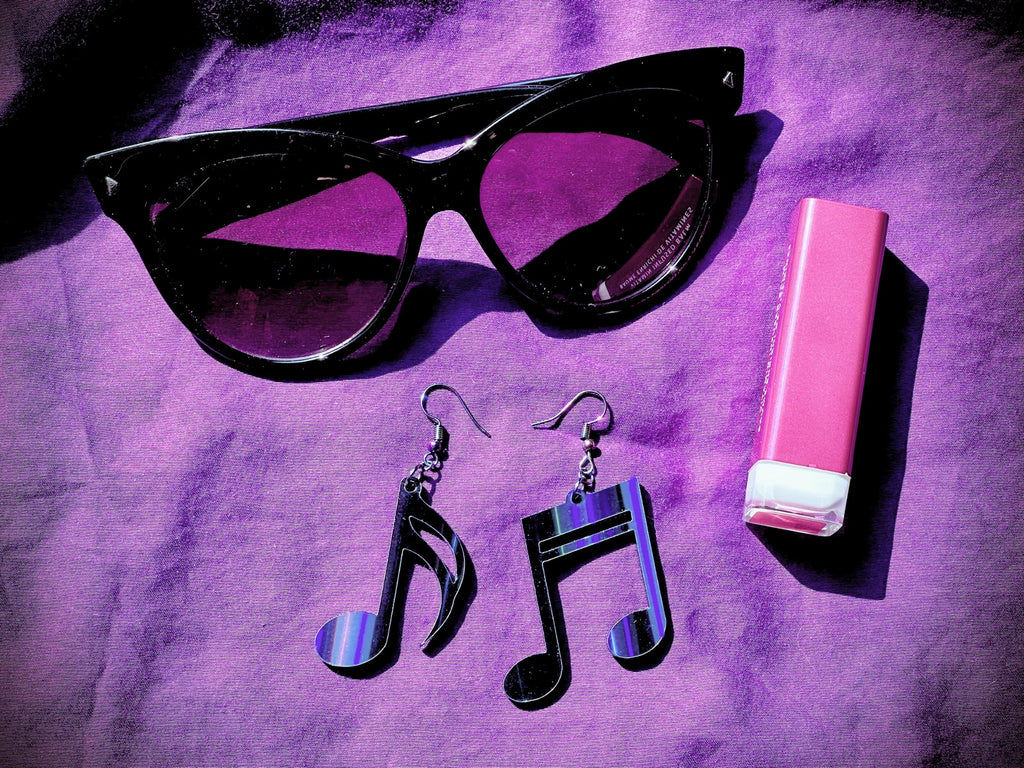 Music Notes Earrings - Black Aurora - Driftless Enchantments