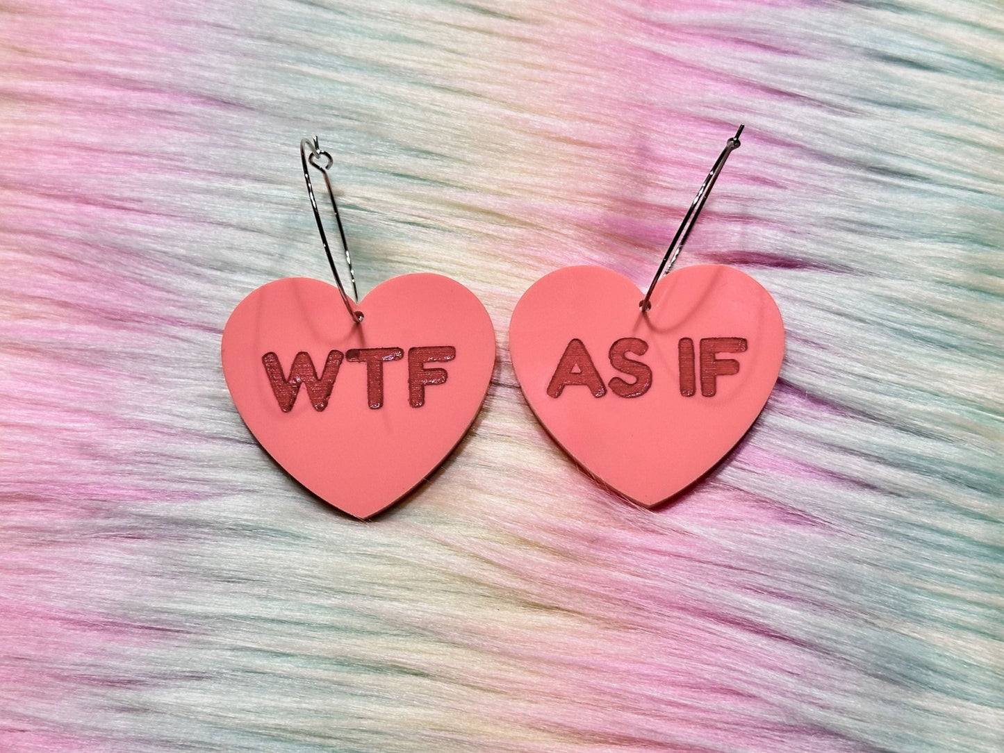 Naughty Heart Earrings - "WTF, As If" - Painted Raina