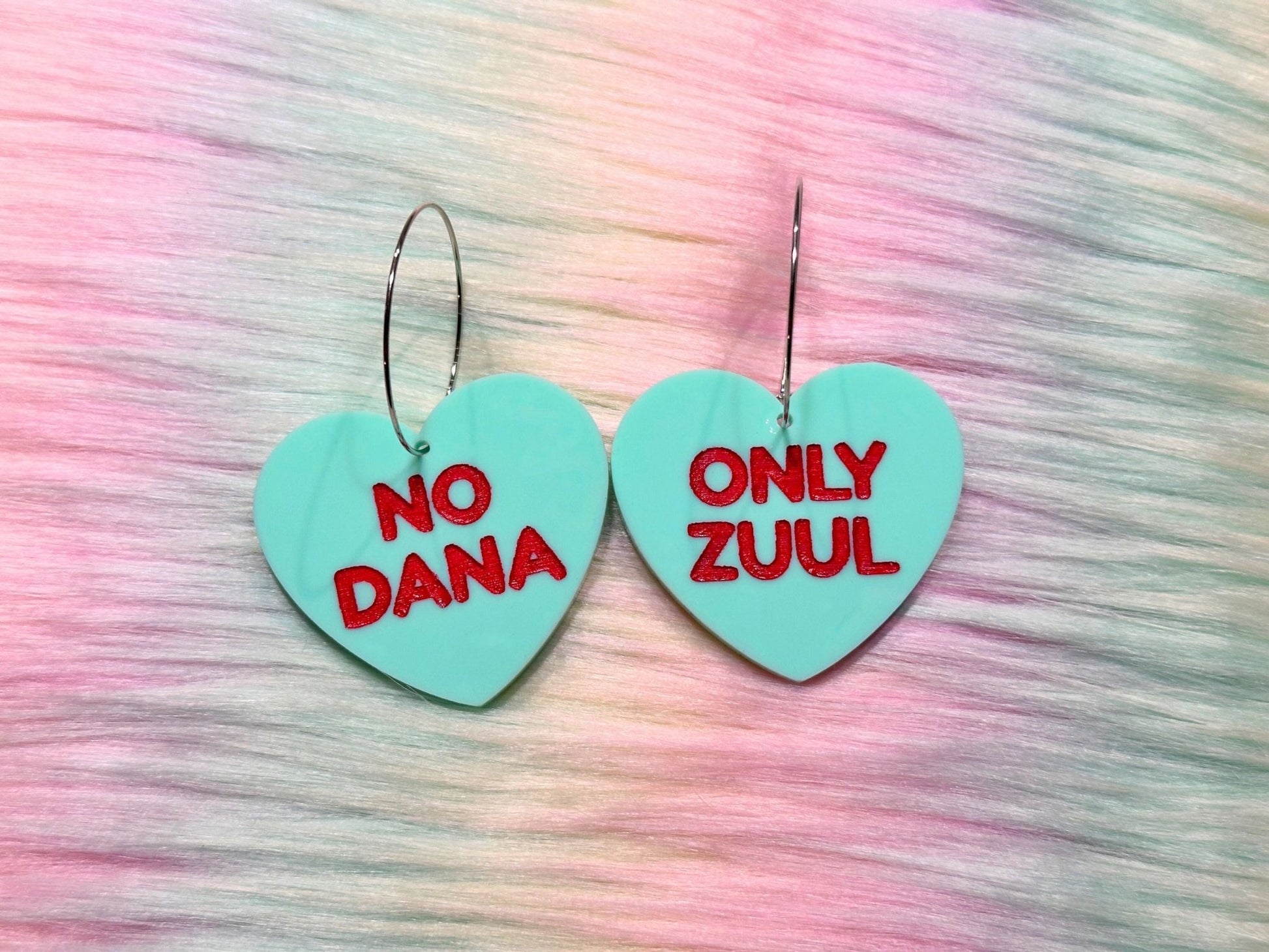 Nerdy Heart Earrings - "No Dana, Only Zuul" - Painted Raina