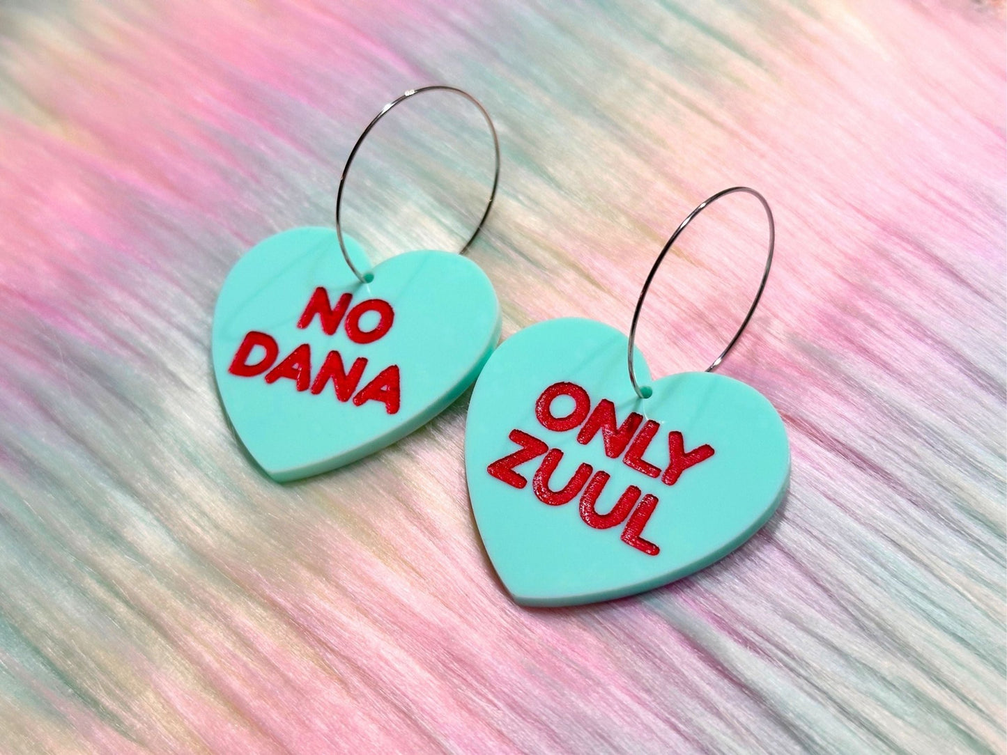 Nerdy Heart Earrings - "No Dana, Only Zuul" - Painted Raina