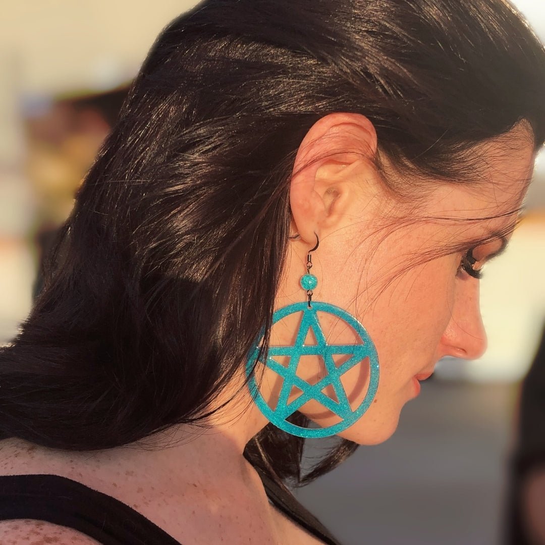Pentagram Statement Earrings - Custom Order - Driftless Enchantments