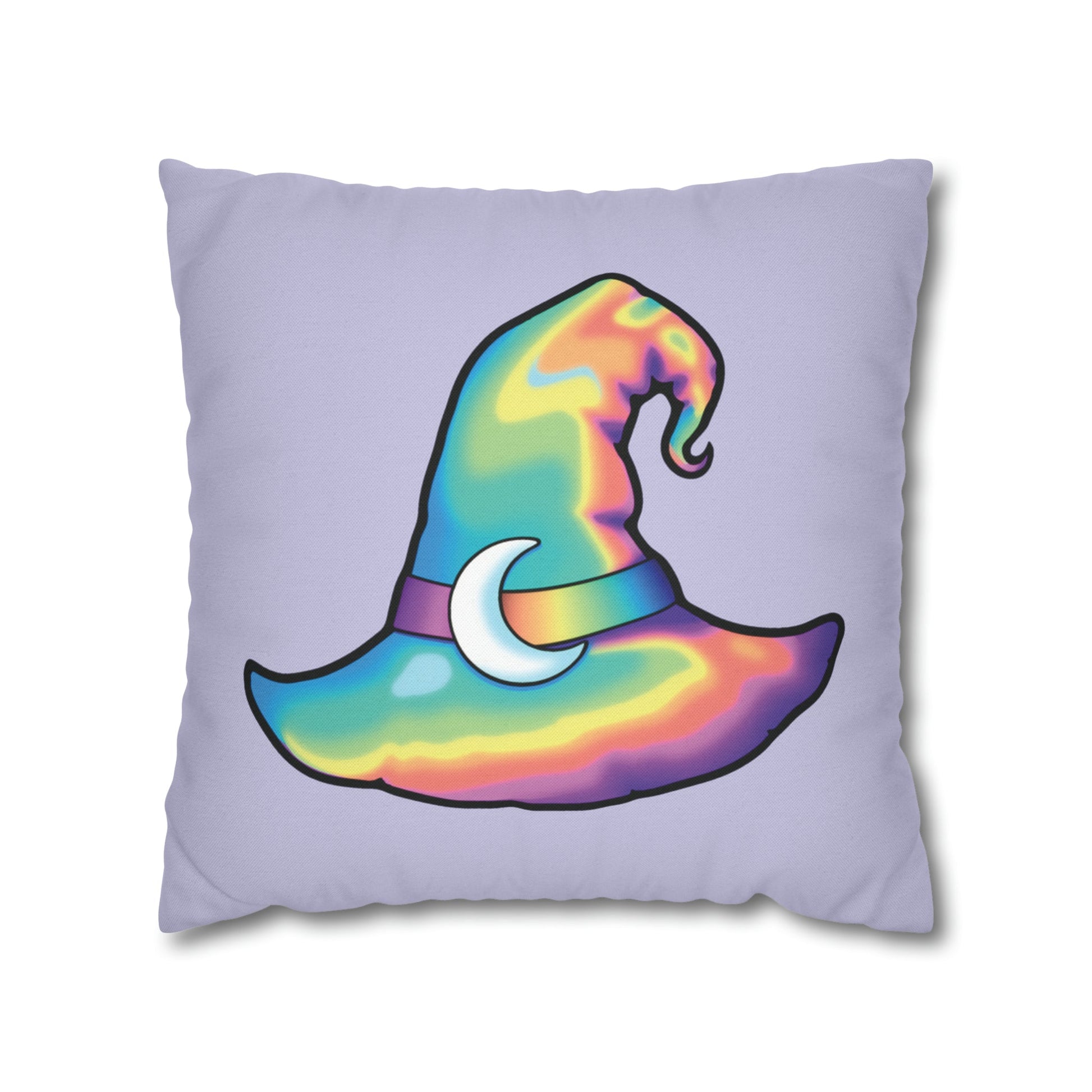 Rainbow Witch Hat Reversible Square Pillow Case - Violet - Driftless Enchantments