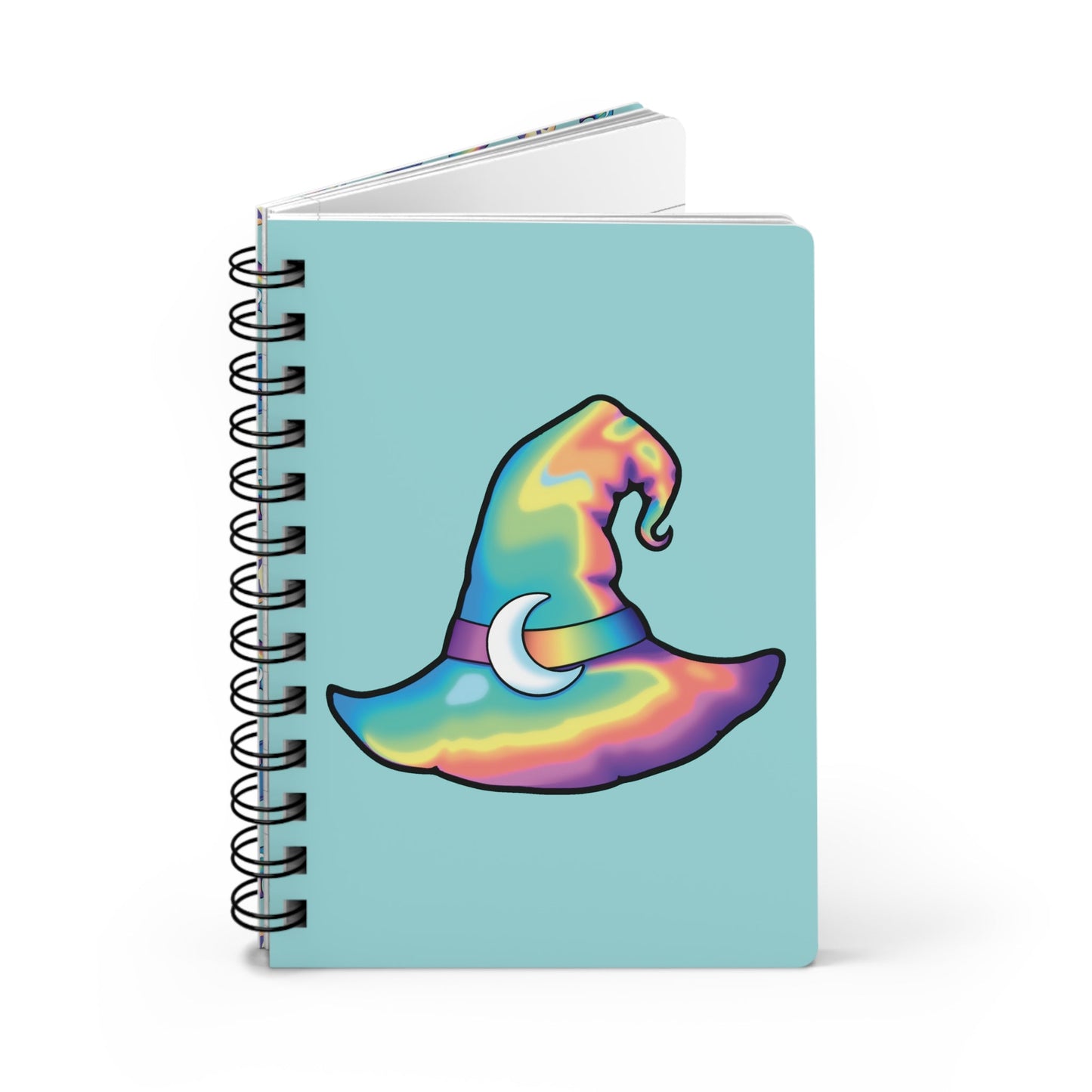 Rainbow Witch Hat Spiral Bound Journal - Aqua - Driftless Enchantments