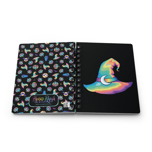 Rainbow Witch Hat Spiral Bound Journal - Black - Driftless Enchantments