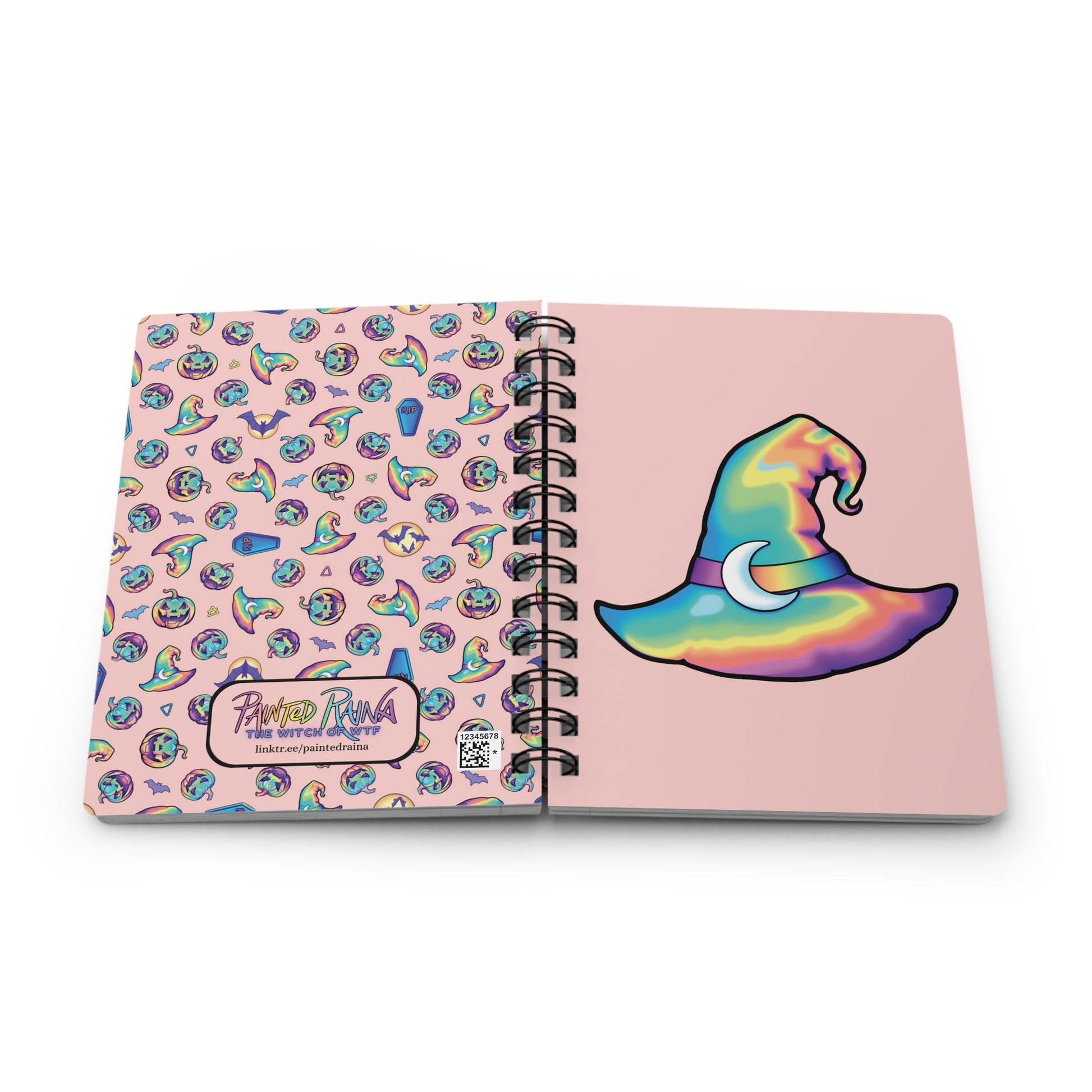 Rainbow Witch Hat Spiral Bound Journal - Coral - Driftless Enchantments