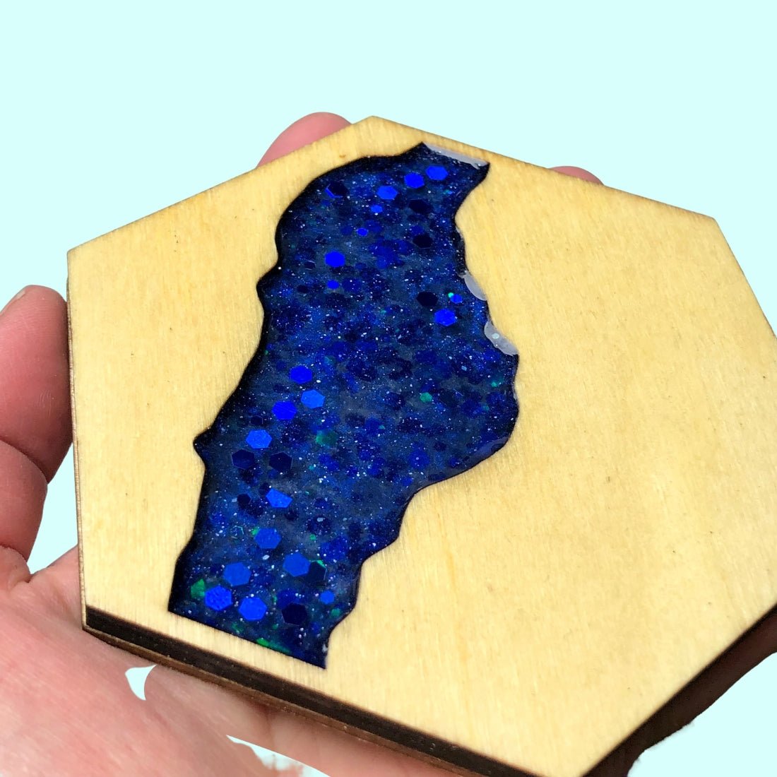 Sapphire Blue Wood & Resin Coasters - Driftless Enchantments