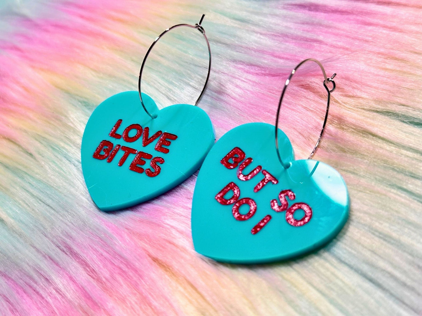 Sassy Heart Earrings - "Love Bites, But So Do I" V1 - Painted Raina