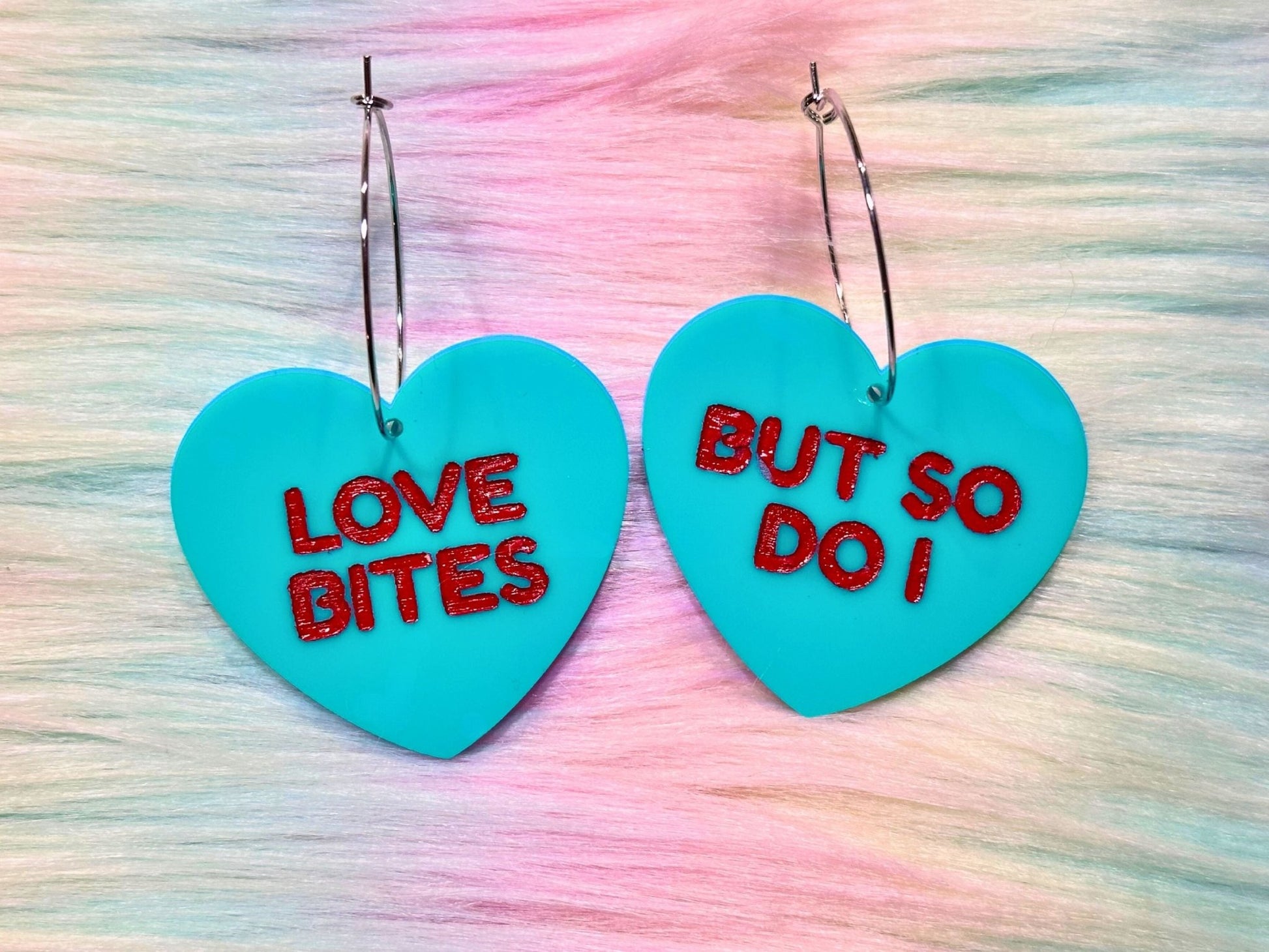 Sassy Heart Earrings - "Love Bites, But So Do I" V1 - Painted Raina